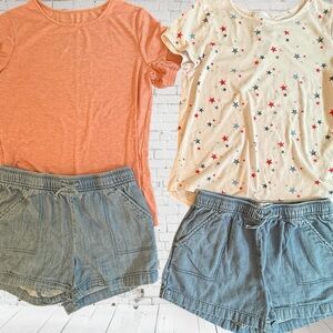 Girls XL(14-16) Pair Of 2 Old Navy Shorts, Paired With 2 Super Soft Tops